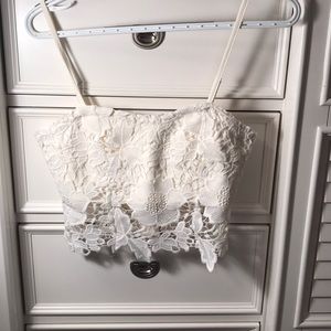 Off white lace crop top